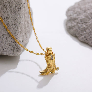Rhinestone Rodeo Boot Necklace