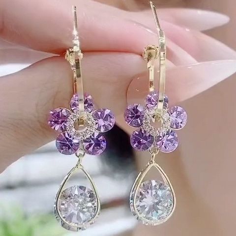 Fashion Flower Crystal Earrings