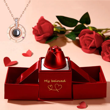 Metal Rose Gift Box Necklace