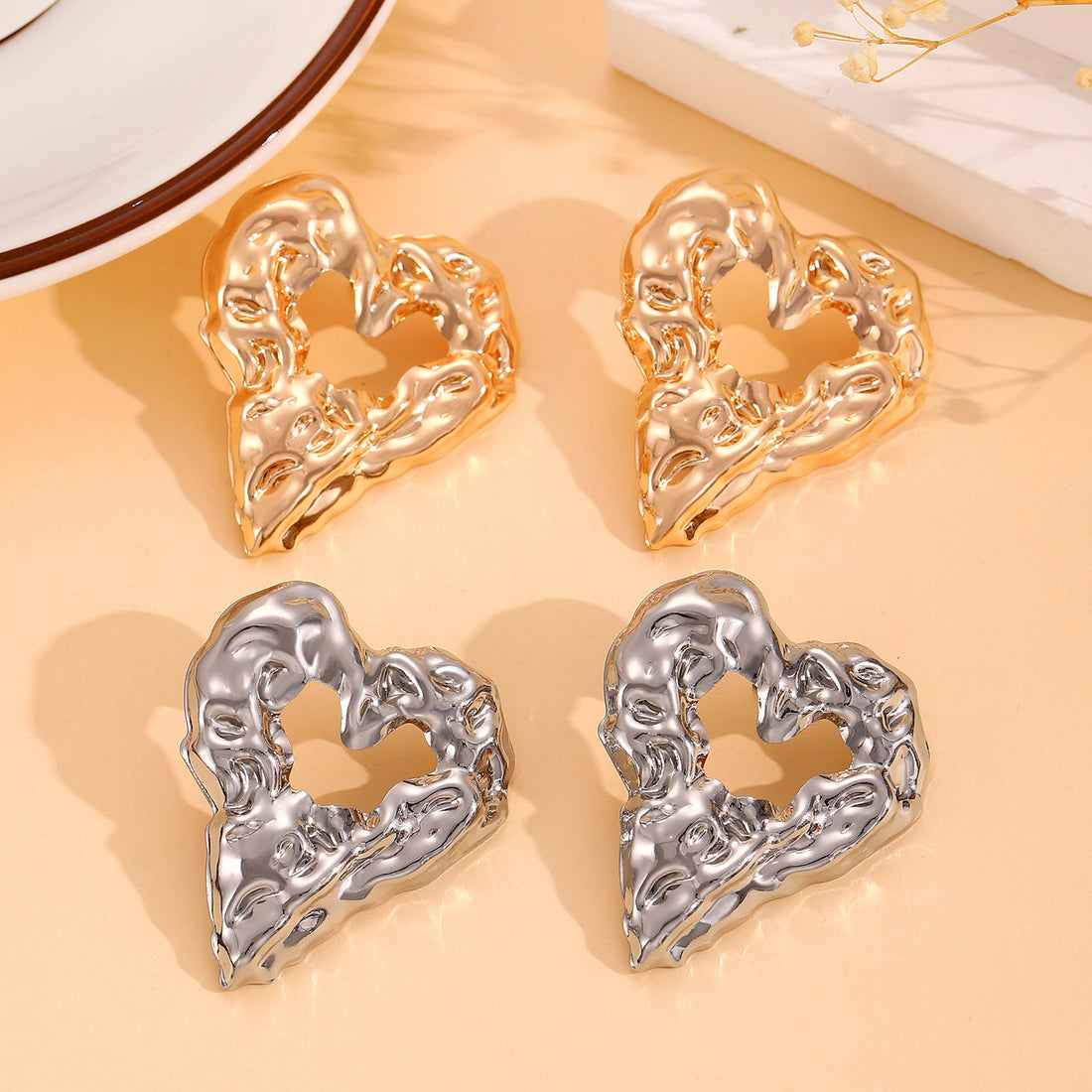 Hollow Heart-shaped Earrings