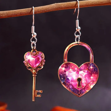 Heart Lock & Key Earrings