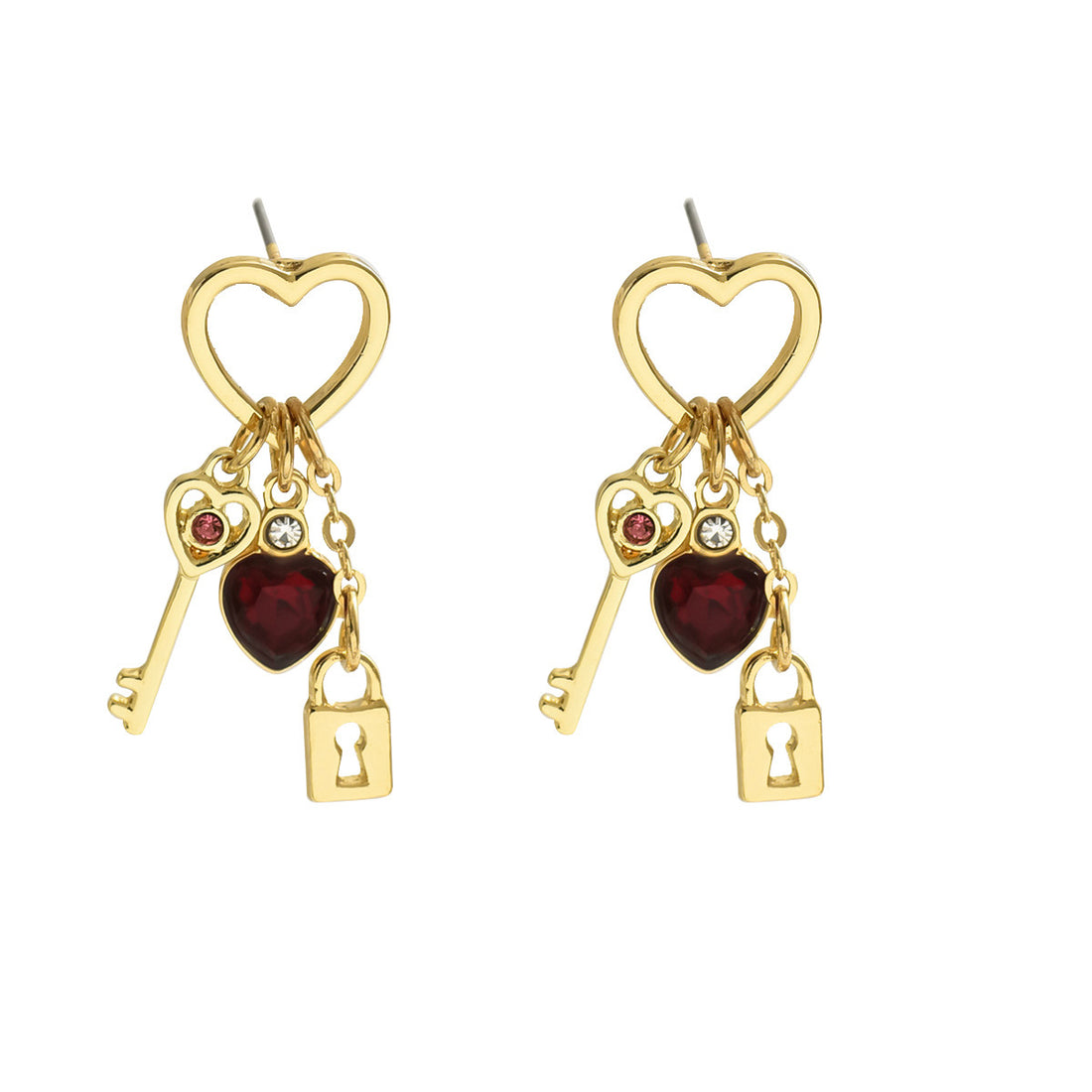 Love Stone Lock Key Earrings